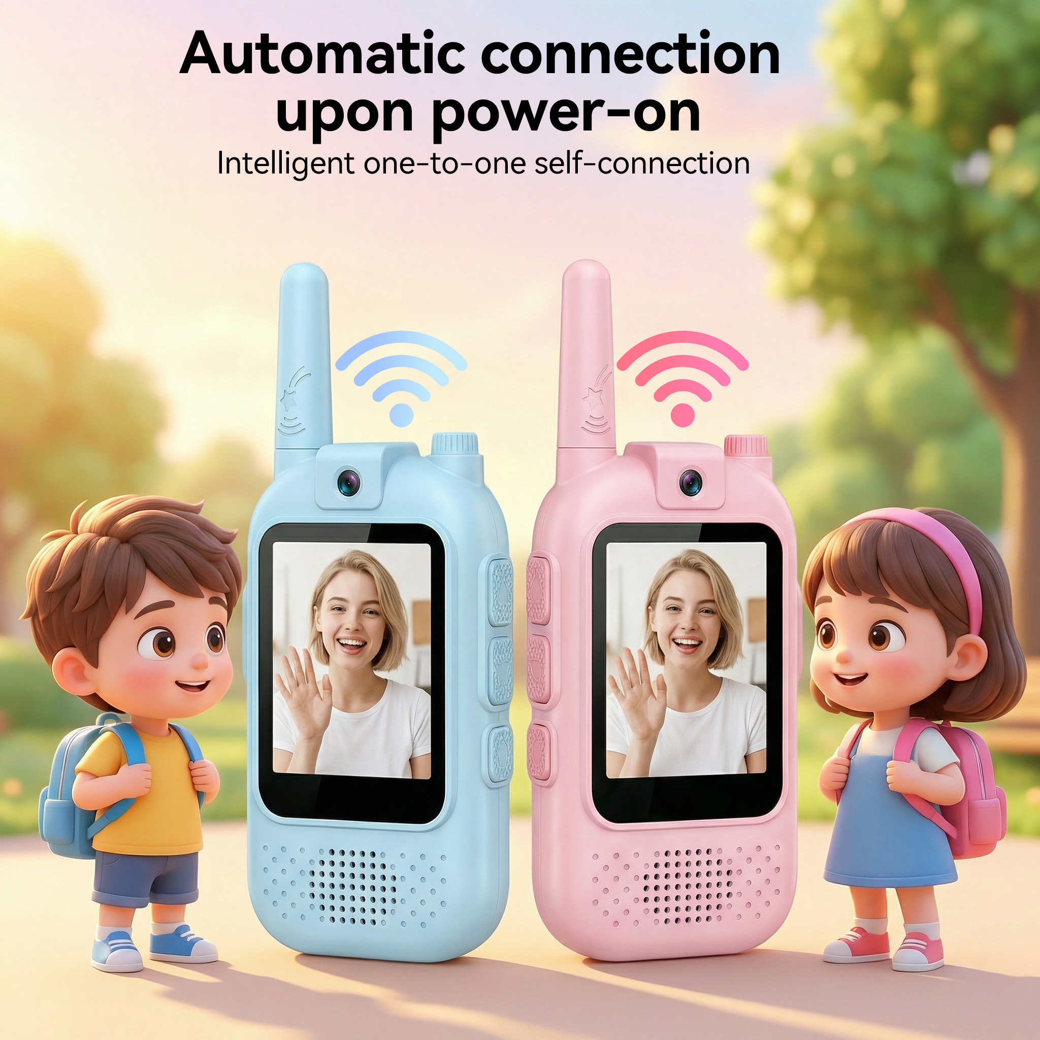 已改🚀Rechargeable Kids Video Walkie Talkie Set – 2-Way Video, Clear Sound & Fun Voice Changer (2 Pack)