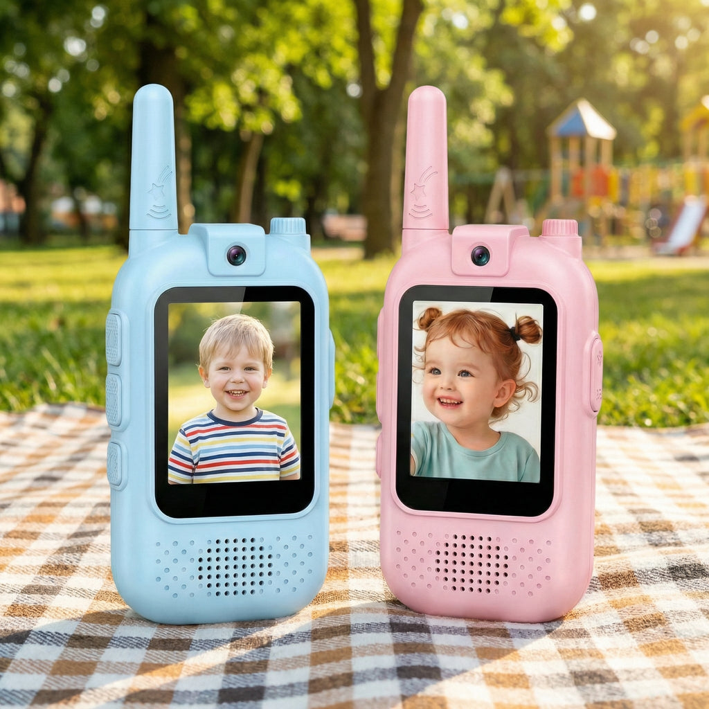 已改🚀Rechargeable Kids Video Walkie Talkie Set – 2-Way Video, Clear Sound & Fun Voice Changer (2 Pack)