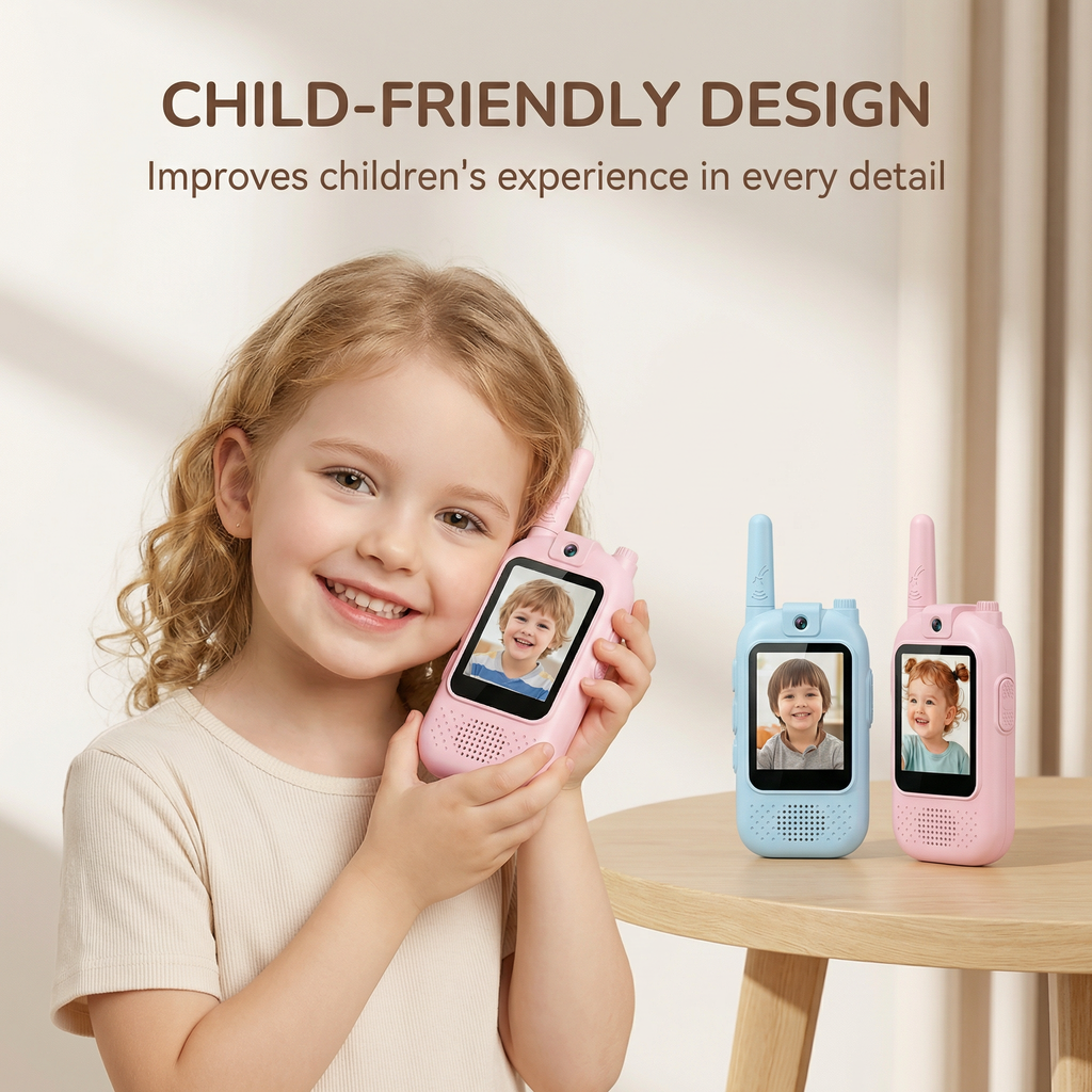 已改🚀Rechargeable Kids Video Walkie Talkie Set – 2-Way Video, Clear Sound & Fun Voice Changer (2 Pack)