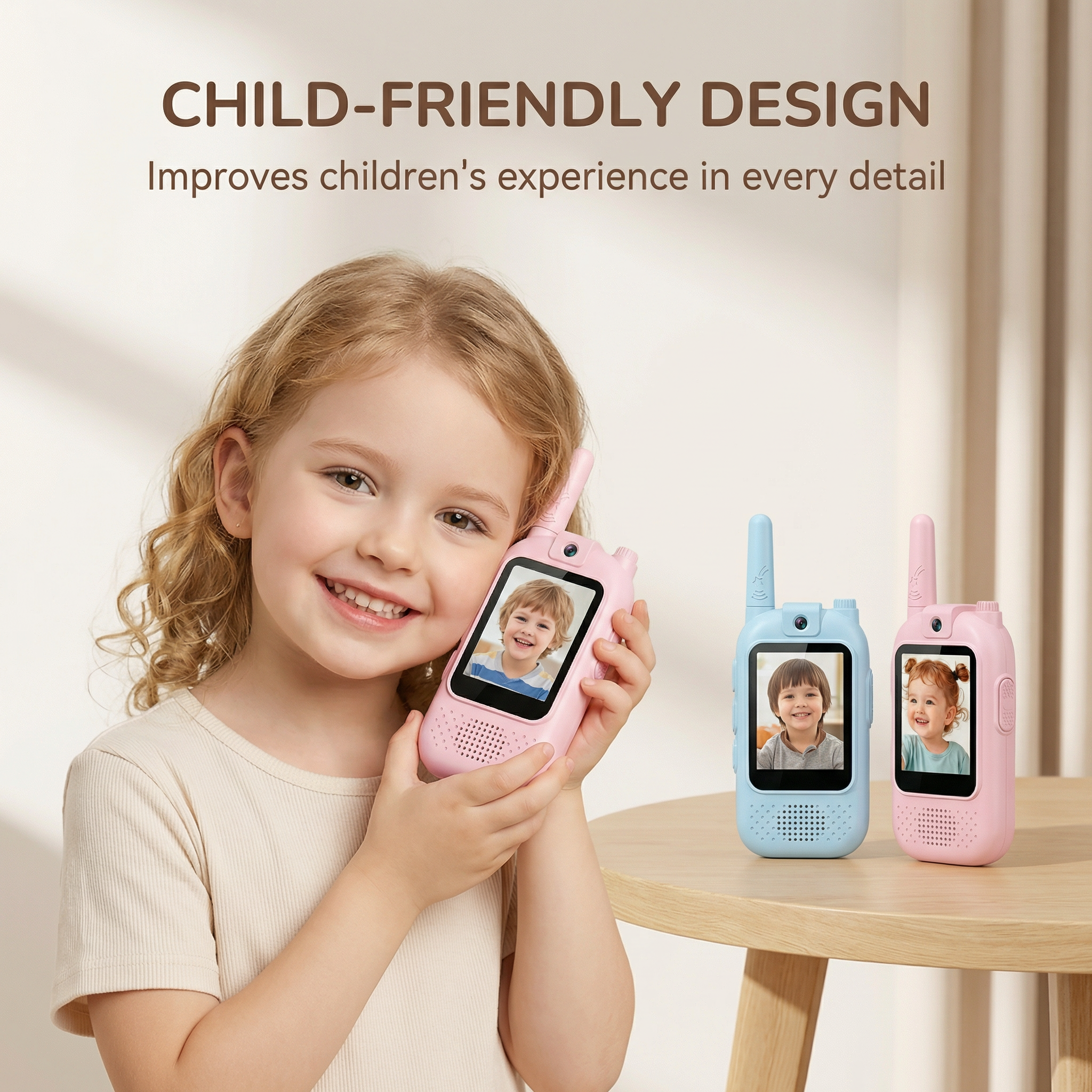 已改🚀Rechargeable Kids Video Walkie Talkie Set – 2-Way Video, Clear Sound & Fun Voice Changer (2 Pack)